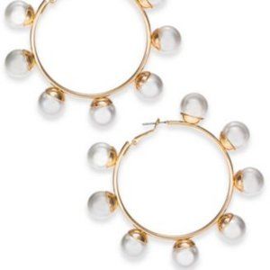 Thalia Sodi Gold-Tone/Faux Pearl Hoop Earrings